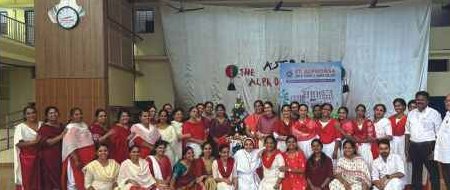 Staff Christmas celebration on stage