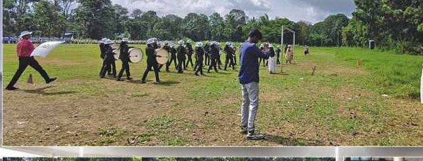 Sports Day march-past on playground