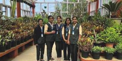 Students in greenhouse during Ooty tour