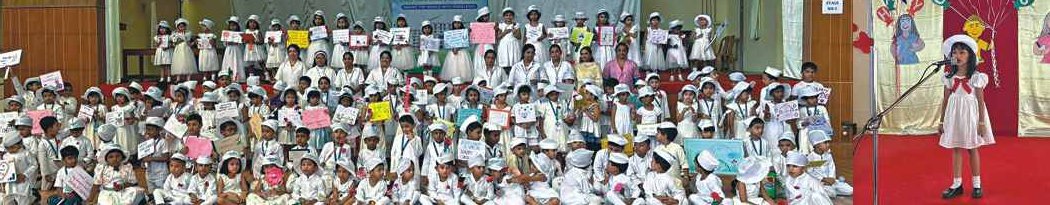 Children's Day celebration on stage with kindergarteners